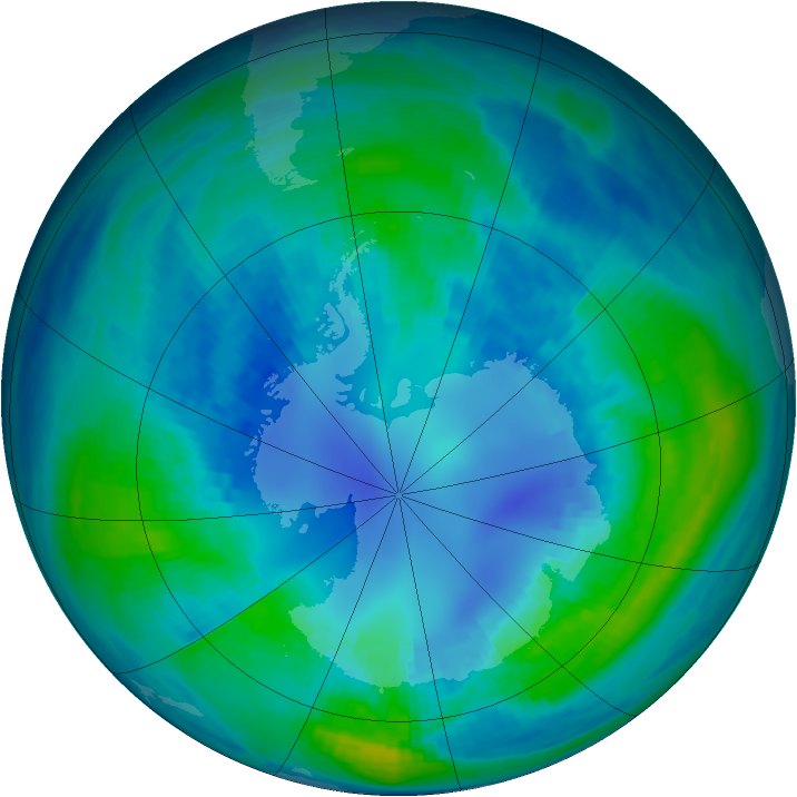 Antarctic ozone map for 19 April 1986
